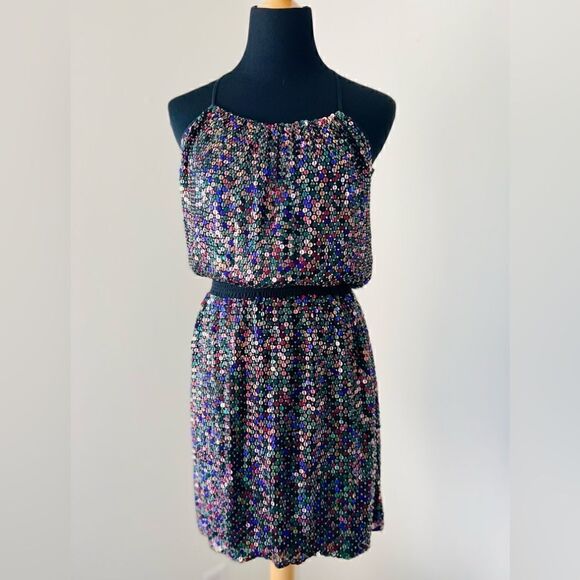 PARKER PURPLE SEQUIN DRESS SIZE XS - Picture 1 of 8